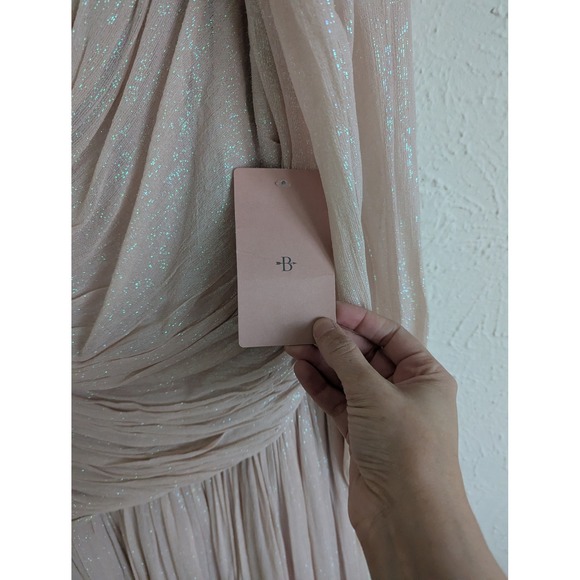 NWT BHLDN Jade Metallic One-Shoulder Maxi Dress size 0 baby pink formal - Picture 7 of 10